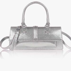 Baguette silver Y2K style crossbody loaf shaped bag super cute